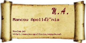 Mancsu Apollónia névjegykártya